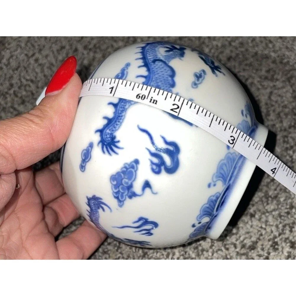 Chinese Blue & White Porcelain Dragon Jar Bowl Small Vintage
